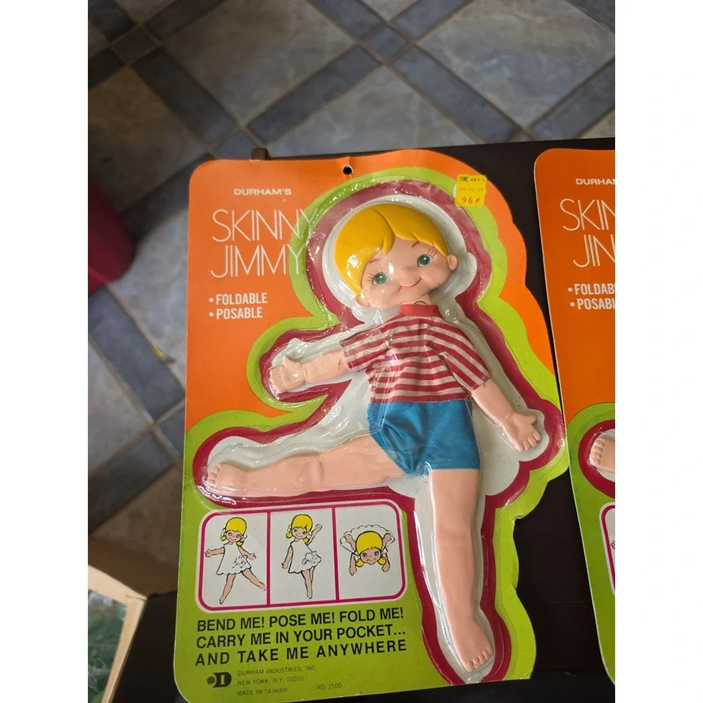 Vtg 1970s Skinny Jinny & Jimmy Doll‎ With Clothes Flat Posable Articulating NIP